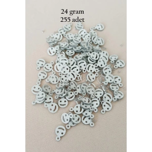 Oya Abiye Bileklik Kolye Pleksi Metalik Plastik Pul Gümüş Renk 24 gram 255 adet - BNC585