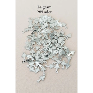 Oya Abiye Bileklik Kolye Pleksi Metalik Plastik Pul Gümüş Renk 24 gram 285 adet - BNC565