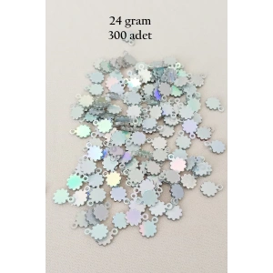 Oya Abiye Bileklik Kolye Pleksi Metalik Plastik Pul Gümüş Renk 24 gram 300 adet - BNC578