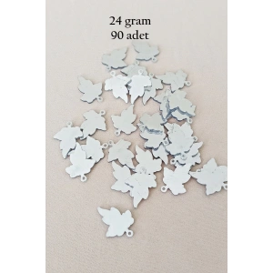 Oya Abiye Bileklik Kolye Pleksi Metalik Plastik Pul Gümüş Renk 24 gram 90 adet - BNC592