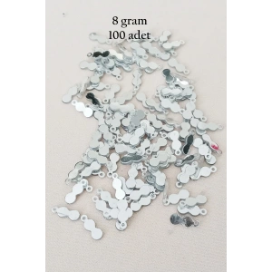 Oya Abiye Bileklik Kolye Pleksi Metalik Plastik Pul Gümüş Renk 8 gram 100 adet - BNC508