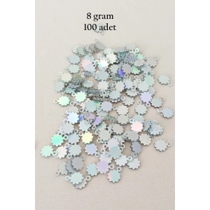 Oya Abiye Bileklik Kolye Pleksi Metalik Plastik Pul Gümüş Renk 8 gram 100 adet - BNC518