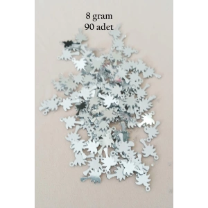 Oya Abiye Bileklik Kolye Pleksi Metalik Plastik Pul Gümüş Renk 8 gram 90 adet - BNC506