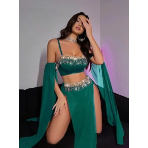 Özel Tasarım Yeşil Dansöz Kostümü