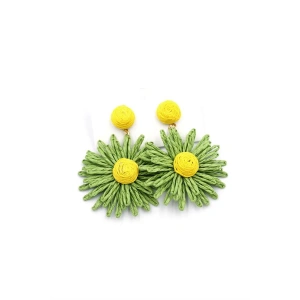 Papatya Hasır Küpe - Yeşil