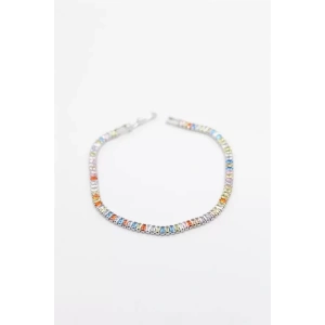 Renkli Baget Taşlı Bileklik - Gümüş