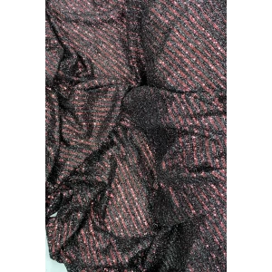 Sakallı Çizgili Pullu Kumaş  Pullu Payet Kumaş Abiye Nişan Düğün Siyah Bordo