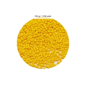 Sarı Renk 4 mm Yaklaşık 1100 adet / 100 gram Cam Boncuk Oya Yazma Bileklik ve Kolye