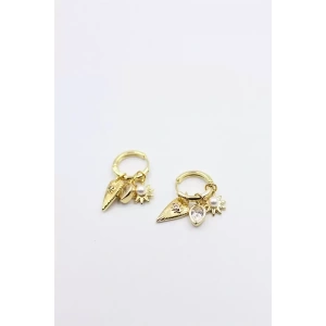 Taşlı Charm Küpe - Altın