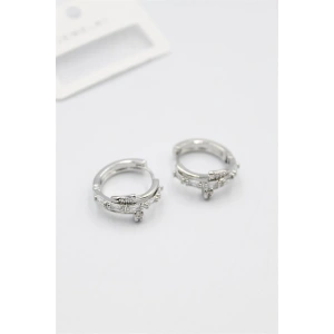 Taşlı Çivi Küpe - Gümüş