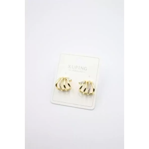 Taşlı Çoklu Görünümlü Küpe - Altın