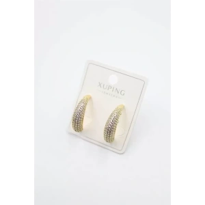 Taşlı Halka Küpe - Altın