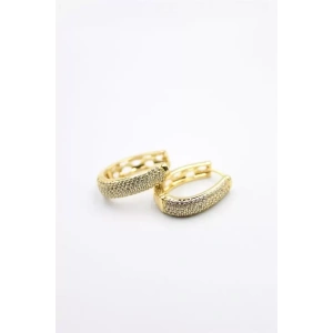 Taşlı Halka Küpe - Altın