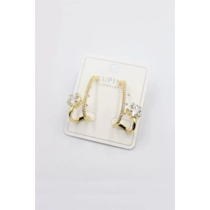 Taşlı Halka Küpe - Altın