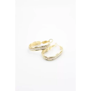 Taşlı Halka Küpe - Altın