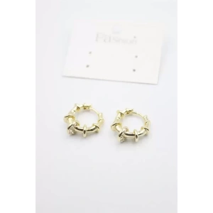 Taşlı Halka Küpe - Altın