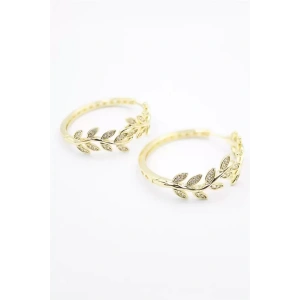 Taşlı Halka Küpe - Altın