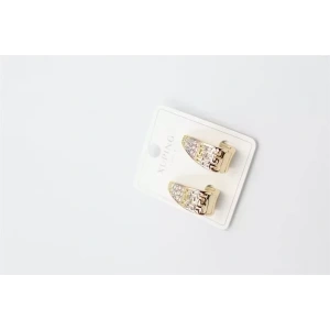 Taşlı Halka Küpe - Altın