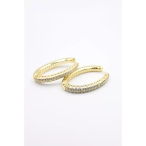 Taşlı Halka Küpe - Altın