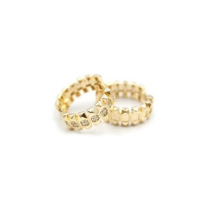 Taşlı Halka Küpe - Altın