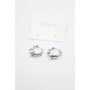 Taşlı Halka Küpe - Gümüş