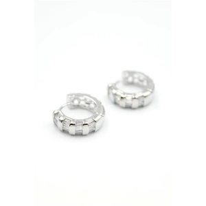 Taşlı Halka Küpe - Gümüş