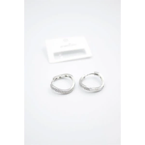 Taşlı Halka Küpe - Gümüş