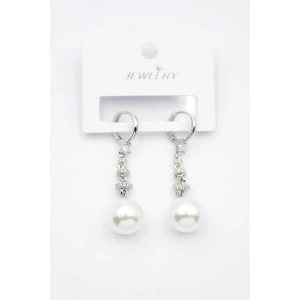 Taşlı İnci Küpe - Gümüş