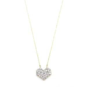 Taşlı Kalp Kolye - Altın