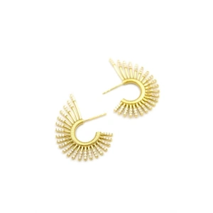 Taşlı Küpe - 14K Altın