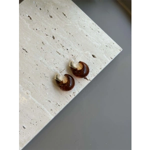 Taşlı Küpe - Kahverengi