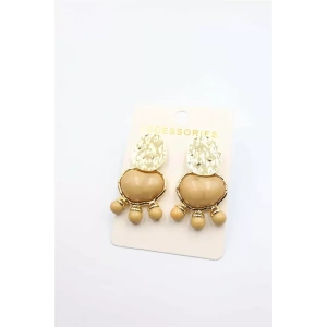 Taşlı Küpe - Kahverengi