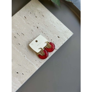 Taşlı Küpe - Kırmızı