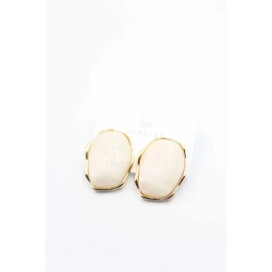 Taşlı Küpe - Krem