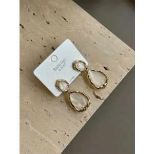 Taşlı Küpe - Krem