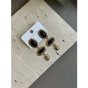 Taşlı Küpe - Siyah