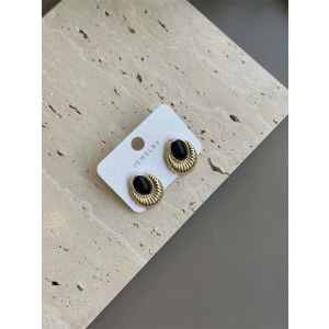 Taşlı Küpe - Siyah