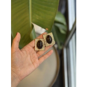 Taşlı Küpe - Siyah