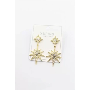 Taşlı Kutup Yıldızı Küpe - Altın