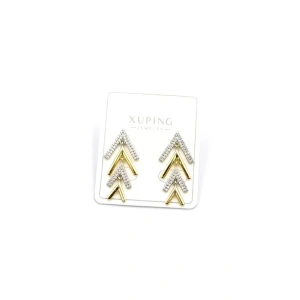 Taşlı Ok Küpe - Altın