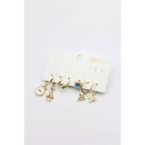 Taşlı Set Küpe - Altın