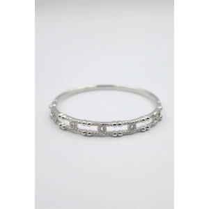 Taşlı Vip Bilezik - Gümüş