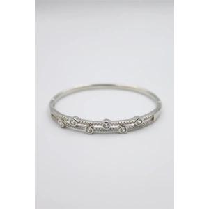 Taşlı Vip Bilezik - Gümüş