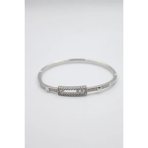 Taşlı Vip Bilezik - Gümüş