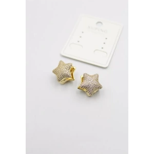 Taşlı Yıldız  Küpe - Altın