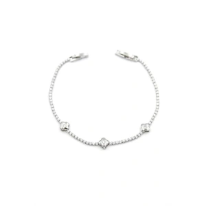 Taşlı Yonca Bileklik - Gümüş