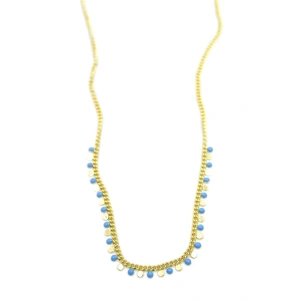 Turkuaz Pullu Kolye - Altın