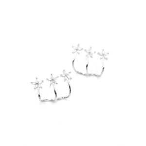 Üçlü Çiçek Küpe - Gümüş