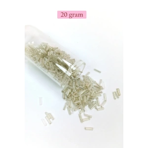Uzun Boru Kesme Boncuk Çap 2mm Uzunluk 10 mm - 20 Gram - Gümüş - BNC232