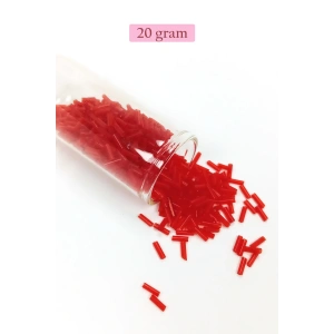 Uzun Boru Kesme Boncuk Çap 2mm Uzunluk 10 mm - 20 Gram - Kırmızı - BNC245